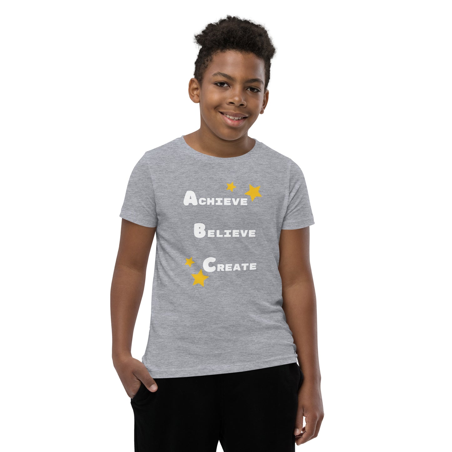 Achieve, Believe, Create - thoughful kids' shirt